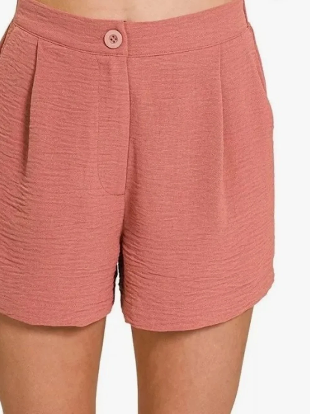 Women's High-Rise Textured Pink Shorts